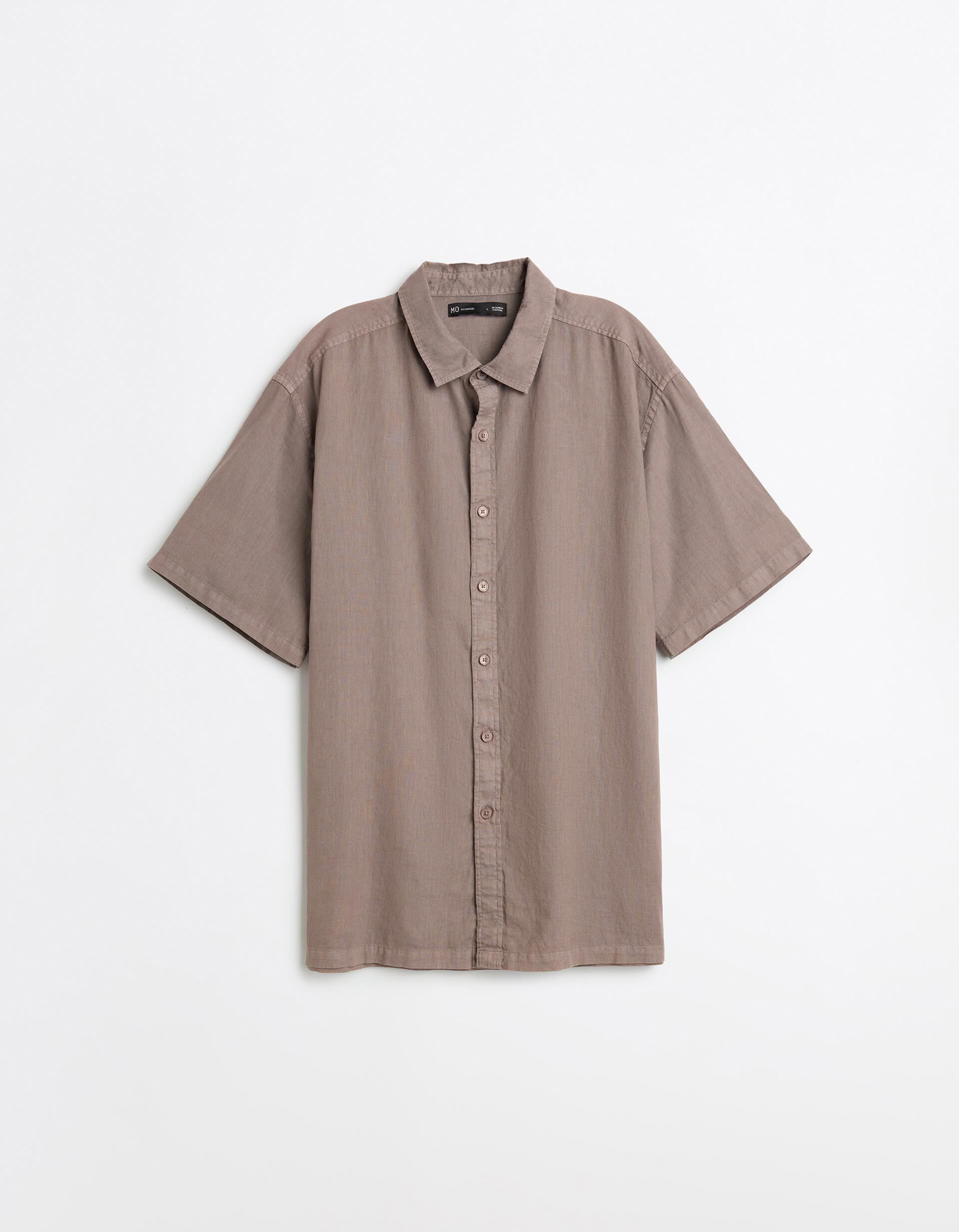 Comprar Online Camisa com Linho, Homem, Castanho Claro