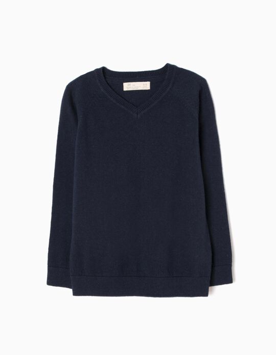 Fine Knit Jumper, Navy Blue