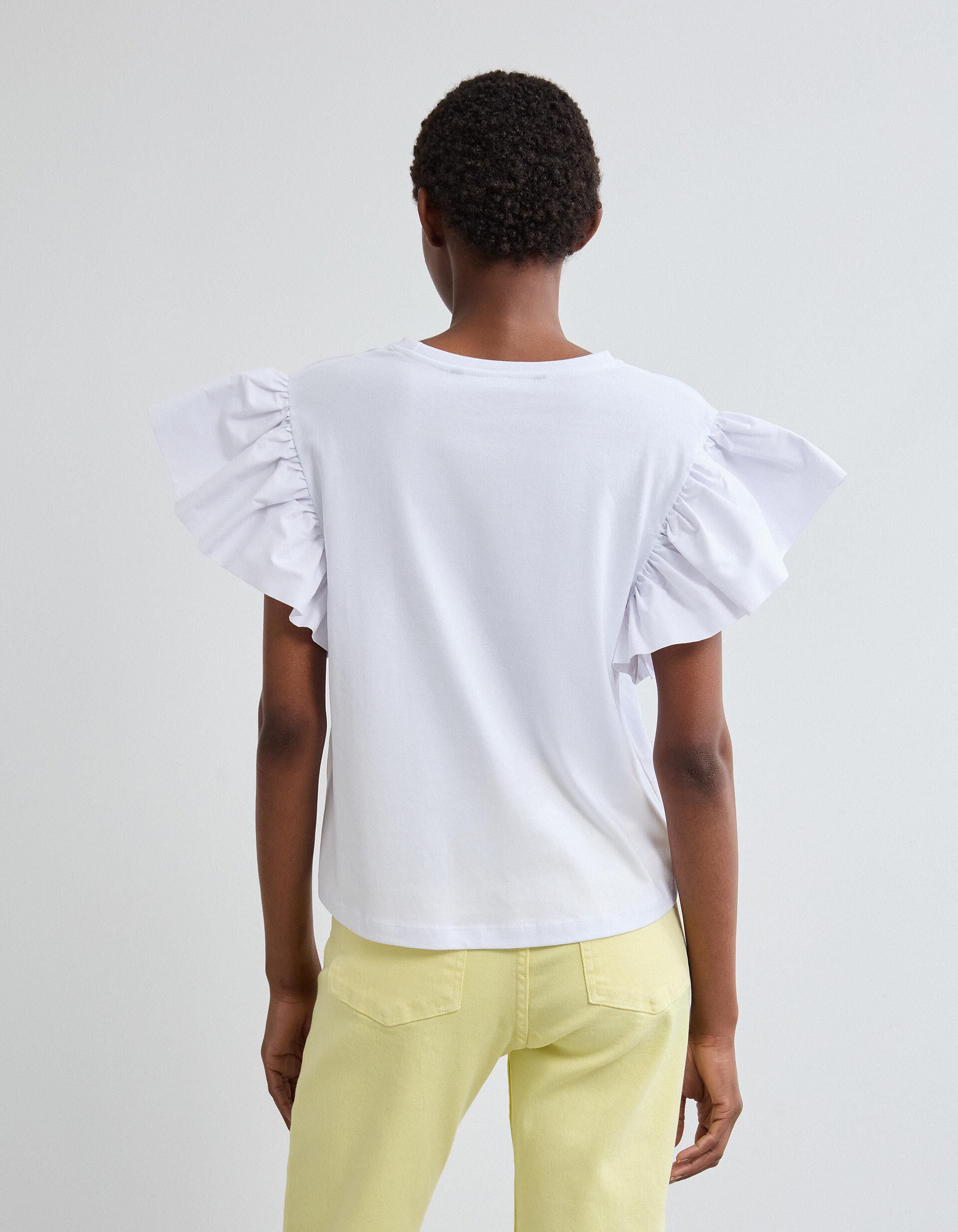 Comprar Online T-shirt Folhos, Mulher, Branco