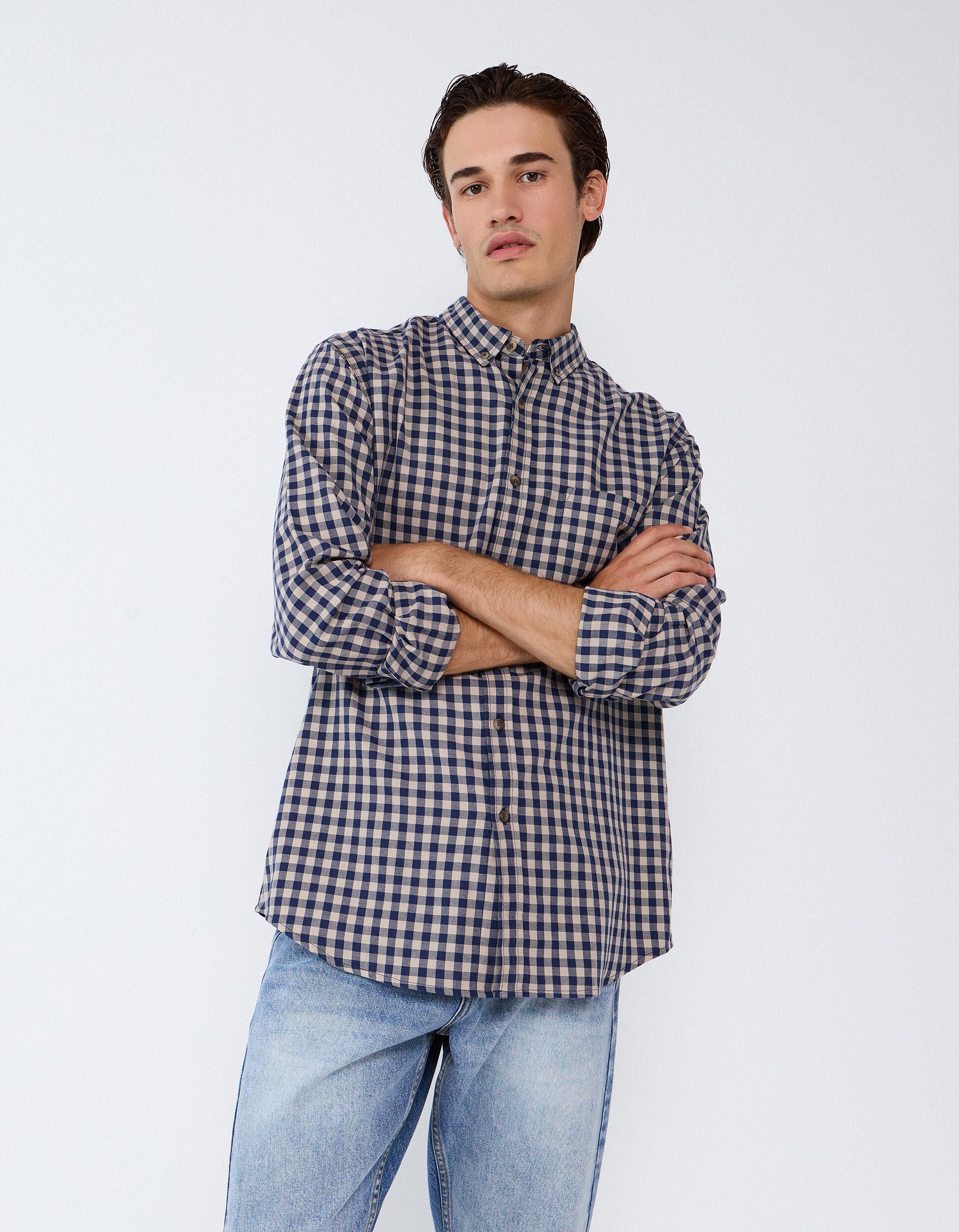 Comprar Online Camisa De Xadrez, Homem, Azul