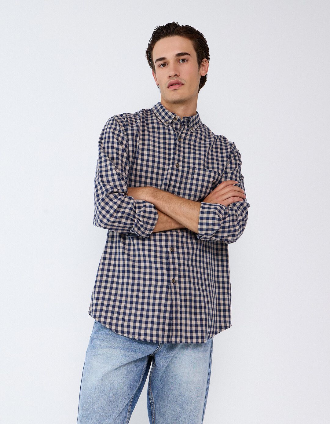 Camisa De Xadrez, Homem, Azul