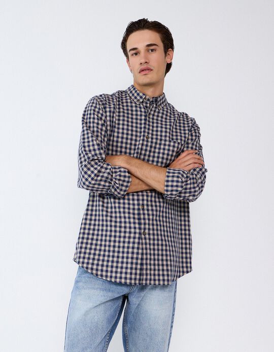 Comprar Online Camisa De Xadrez, Homem, Azul