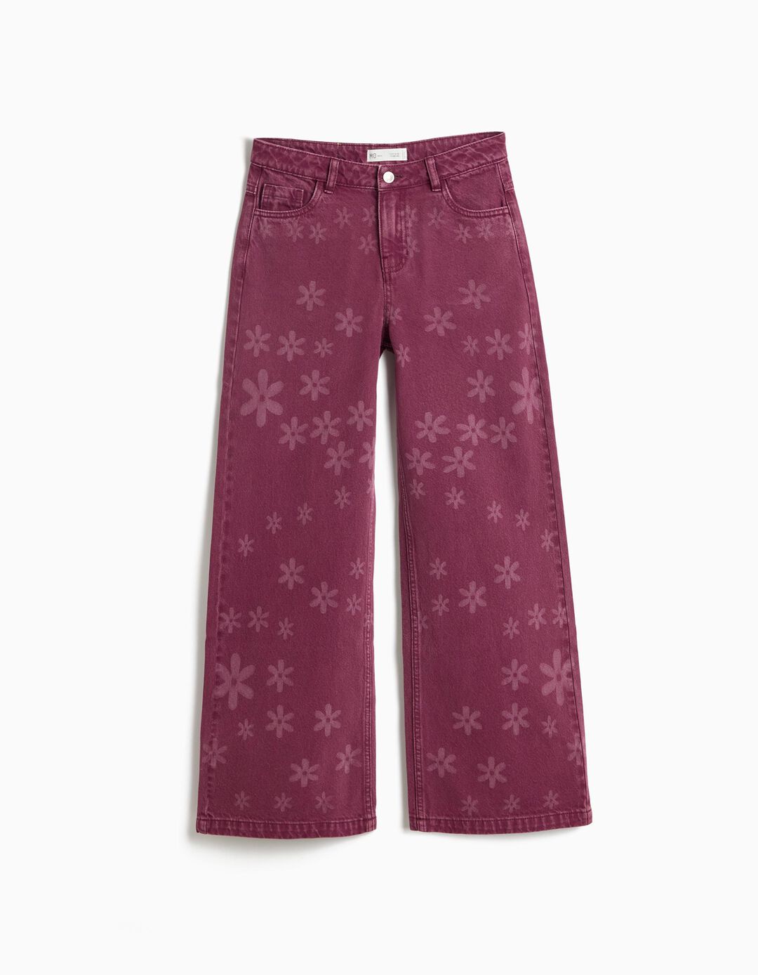 Cal&ccedil;as De Ganga Wide Leg &Agrave;s Flores, Menina, Rosa Escuro