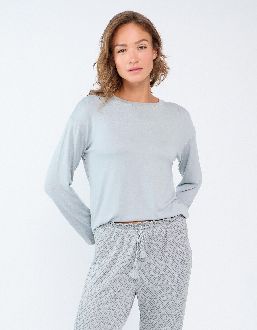 Pijama De Malha, Mulher, Azul Claro