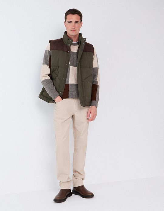 Comprar Online Cal&ccedil;as De Bombazina Slim-Fit, Homem, Bege Claro