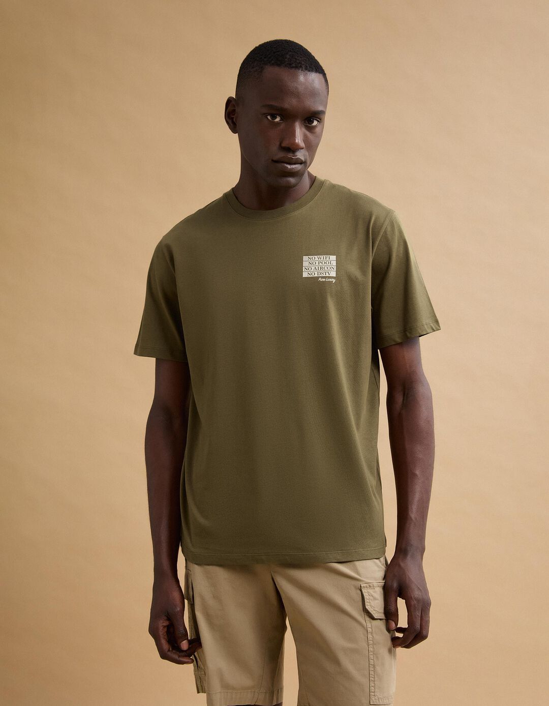 T-shirt Jersey Estampada, Homem, Verde Escuro