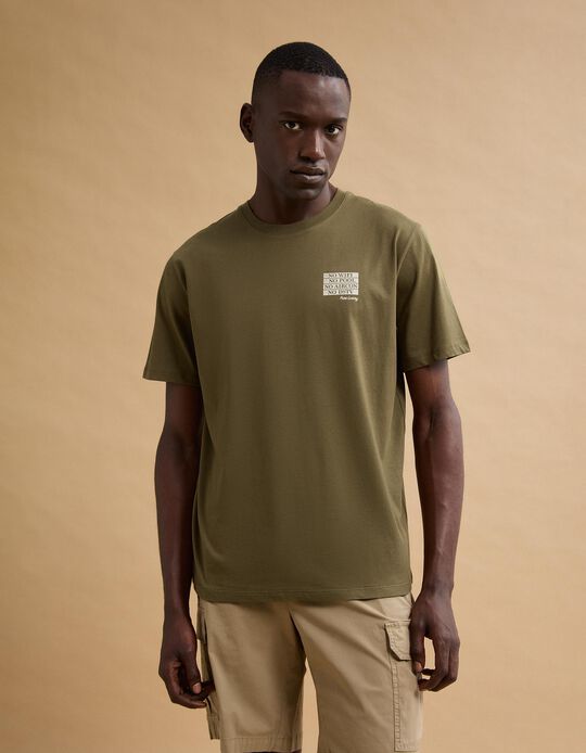 Comprar Online T-shirt Jersey Estampada, Homem, Verde Escuro