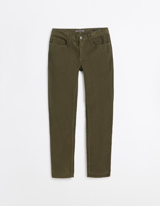 Comprar Online Cal&ccedil;as De Bombazina Slim-Fit, Homem, Verde Escuro