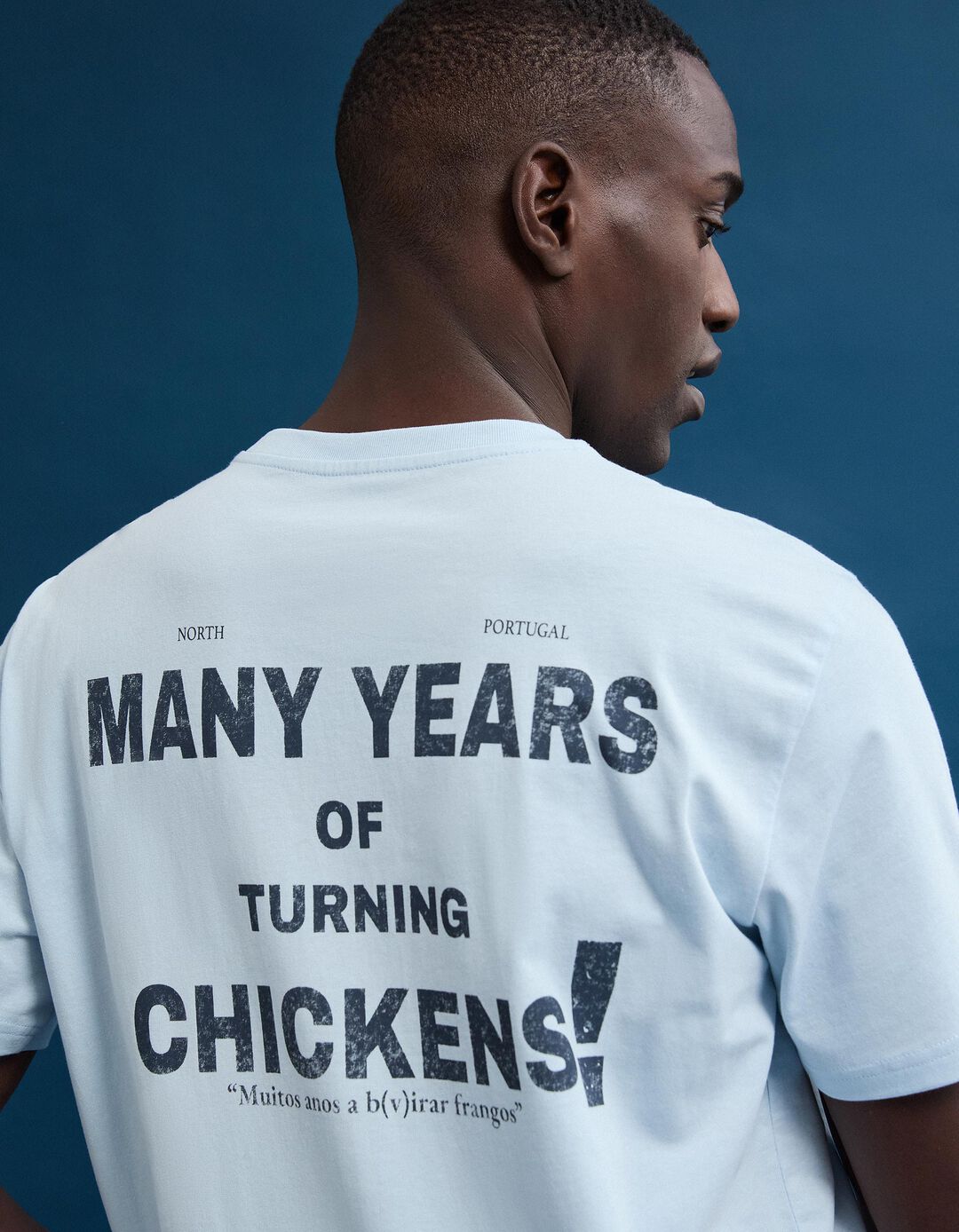 T-shirt Jersey Estampada, Homem, Azul Claro