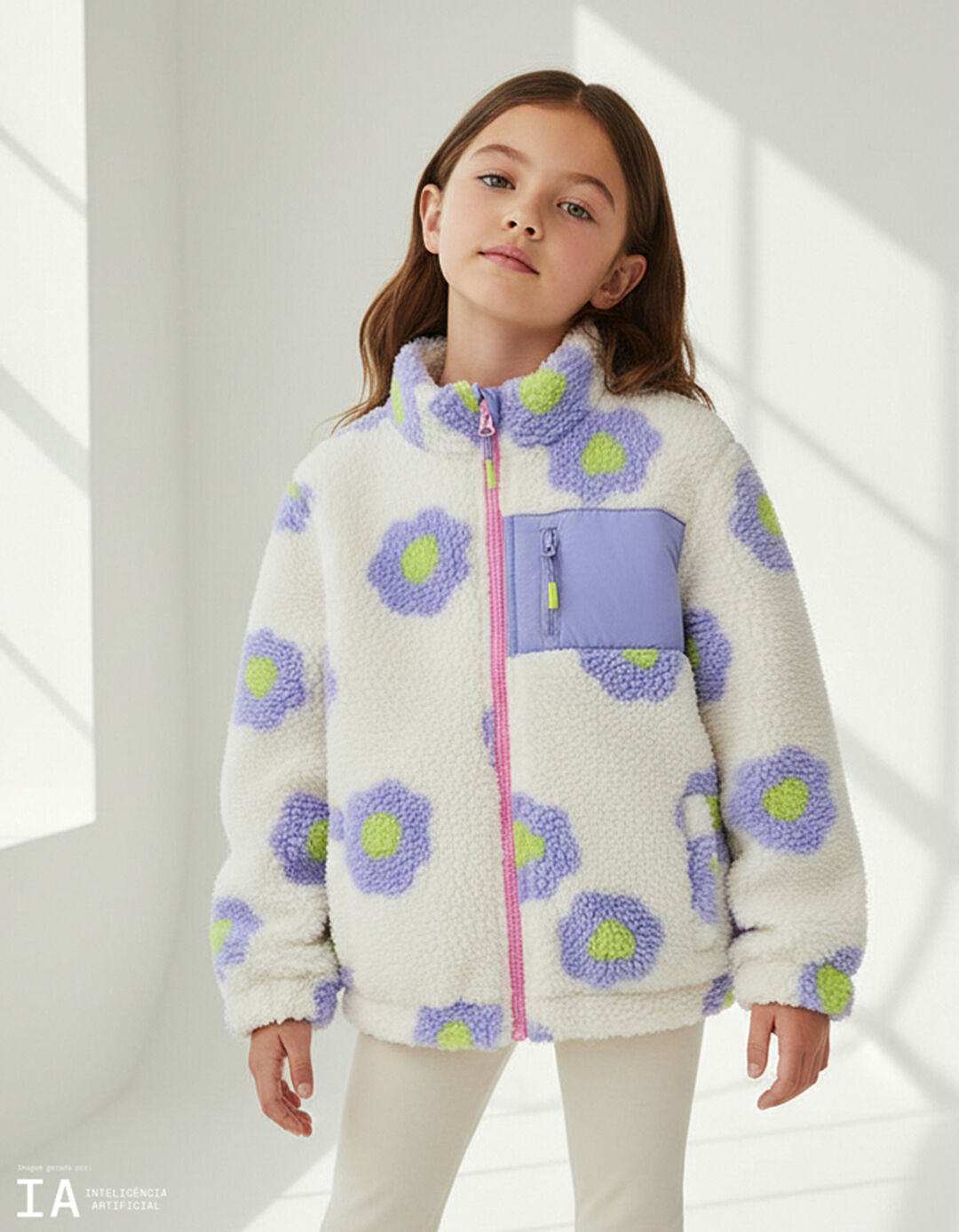 Casaco de Sherpa, Menina, Branco