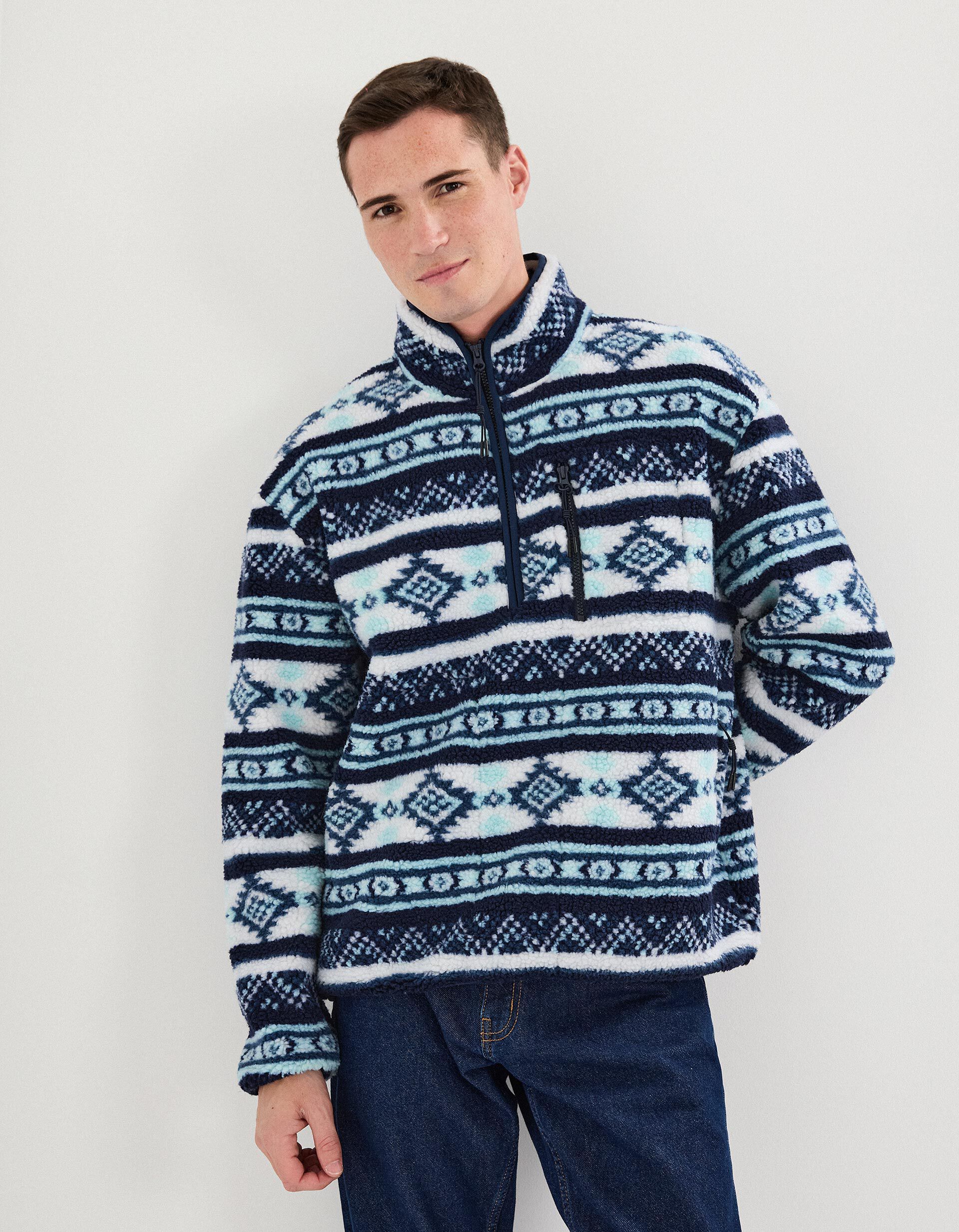 Comprar Online Camisola Sherpa com Fecho, Homem, Azul Escuro