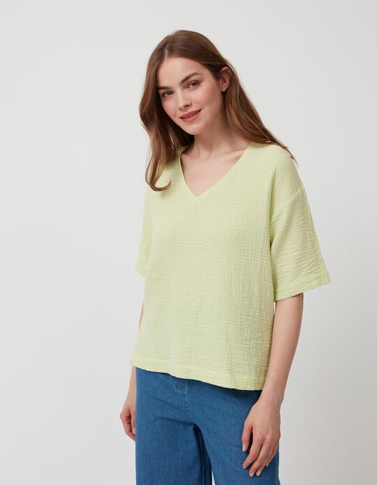 Short Sleeve Blouse, Women, Light Green