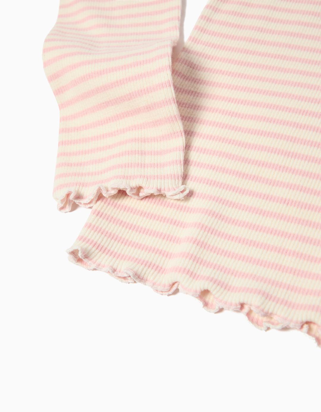 Camisola Riscas com Gola Alta, Menina, Rosa Claro