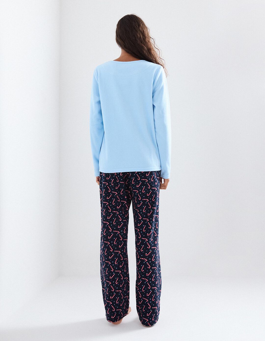 Pijama Polar Natal, Mulher, Azul Claro