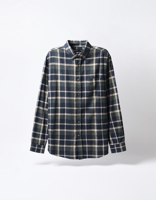 Comprar Online Camisa Flanela de Xadrez, Homem, Azul Escuro