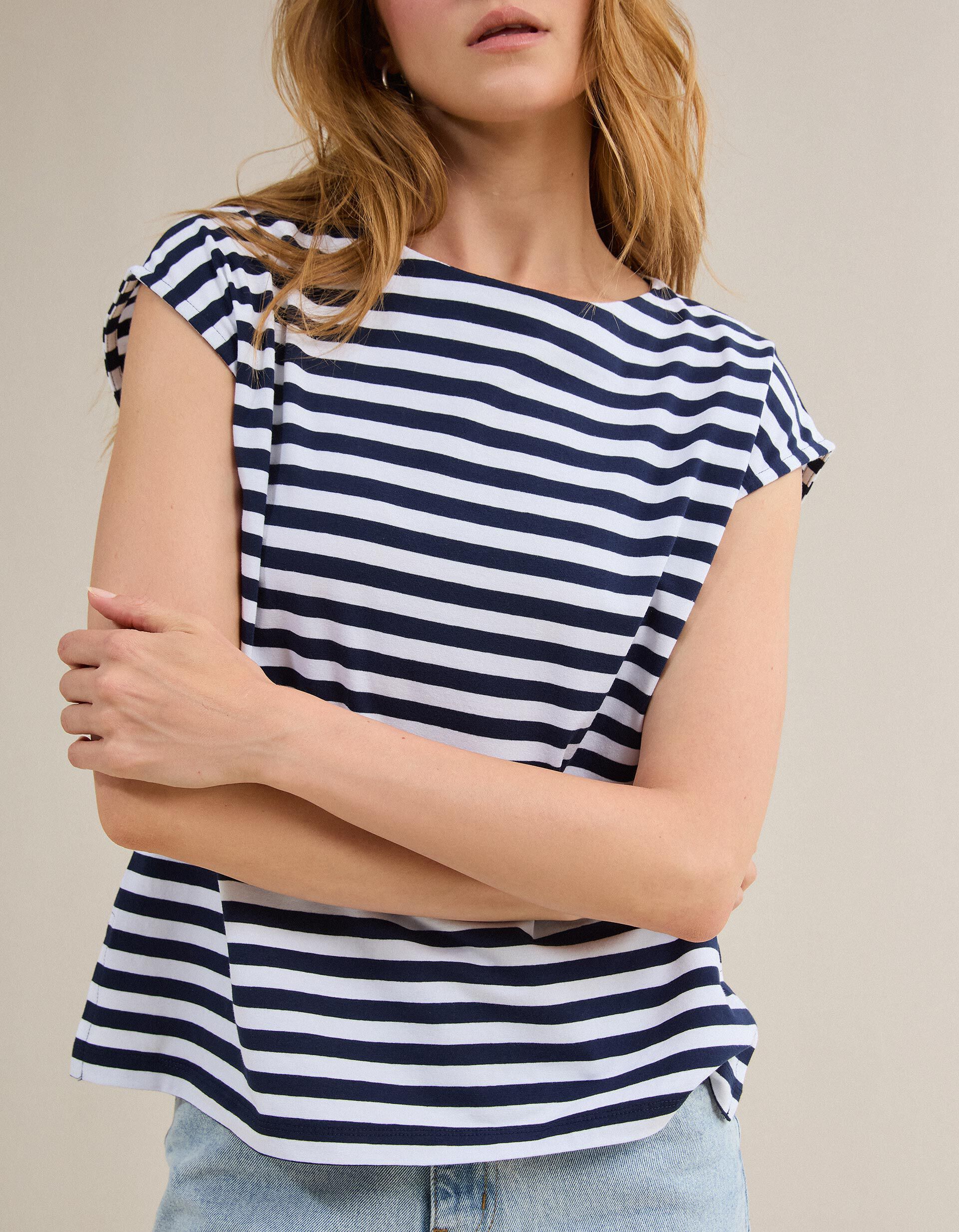 Comprar Online T-shirt Riscas, Mulher, Azul Escuro