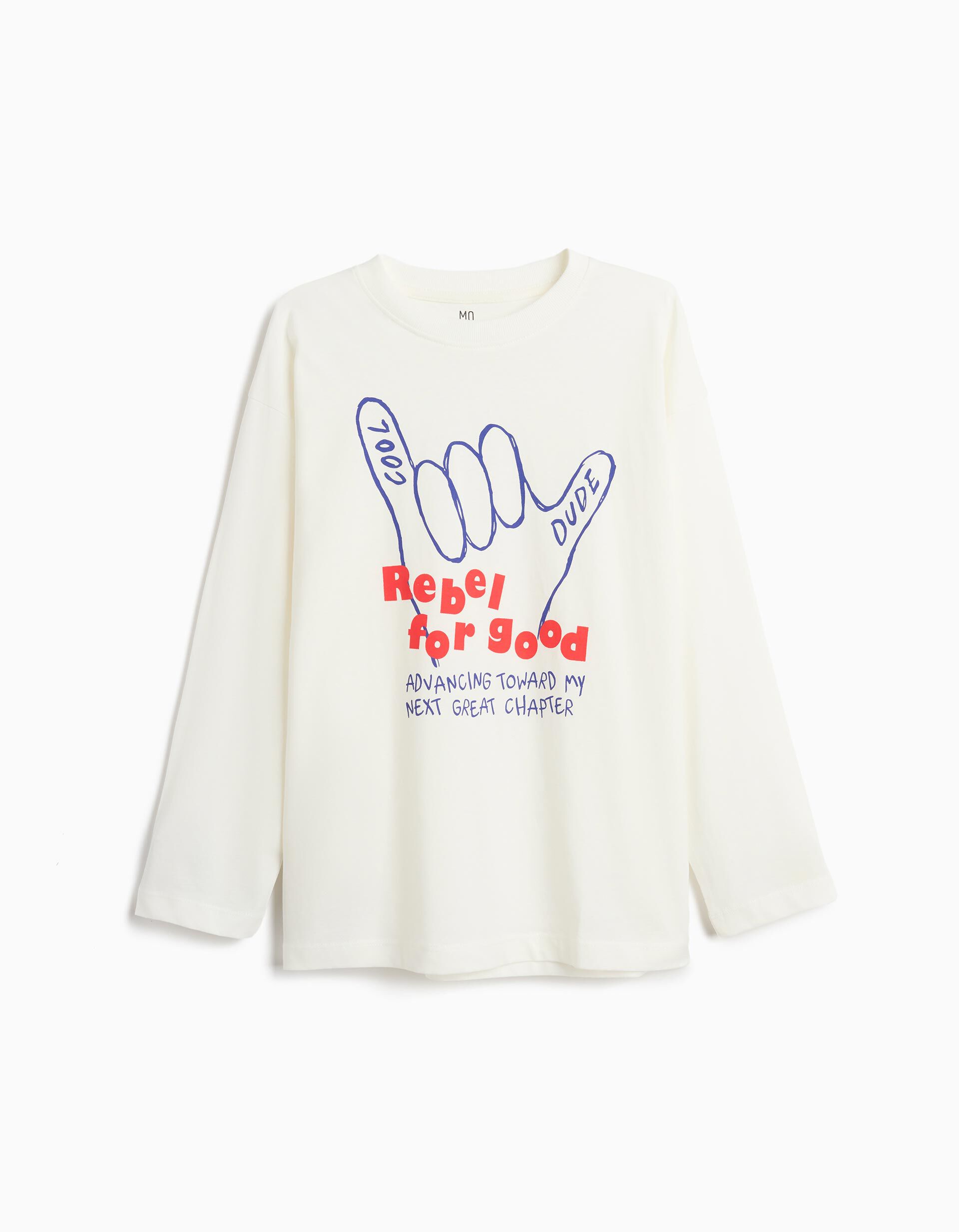 Comprar Online T-shirt Estampada Manga Comprida, Menino, Branco