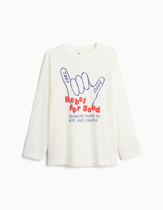 Comprar Online T-shirt Estampada Manga Comprida, Menino, Branco