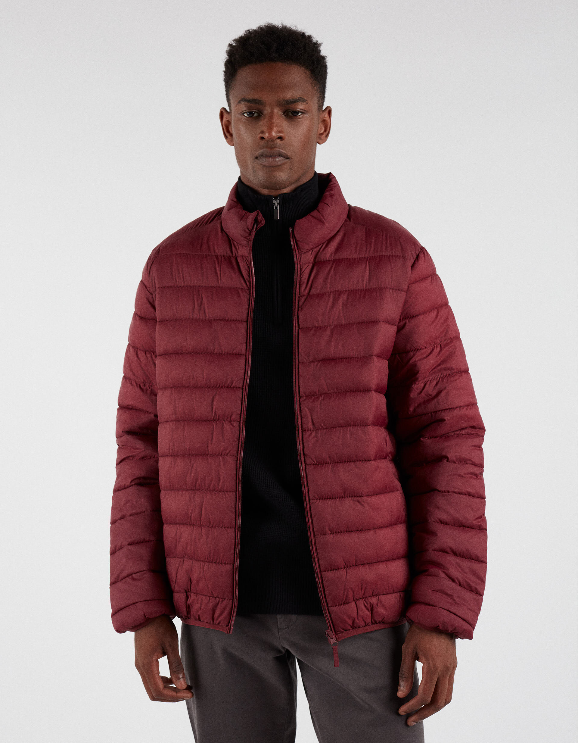 Dark red shop puffer coat