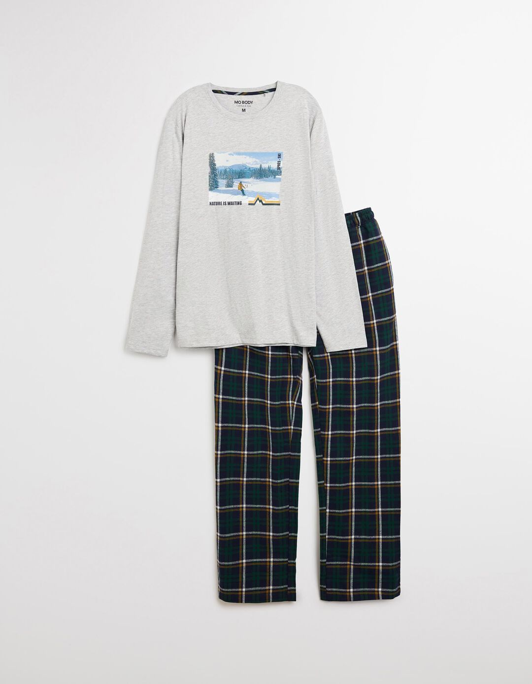Pijama Algodão, Homem, Cinzento Claro