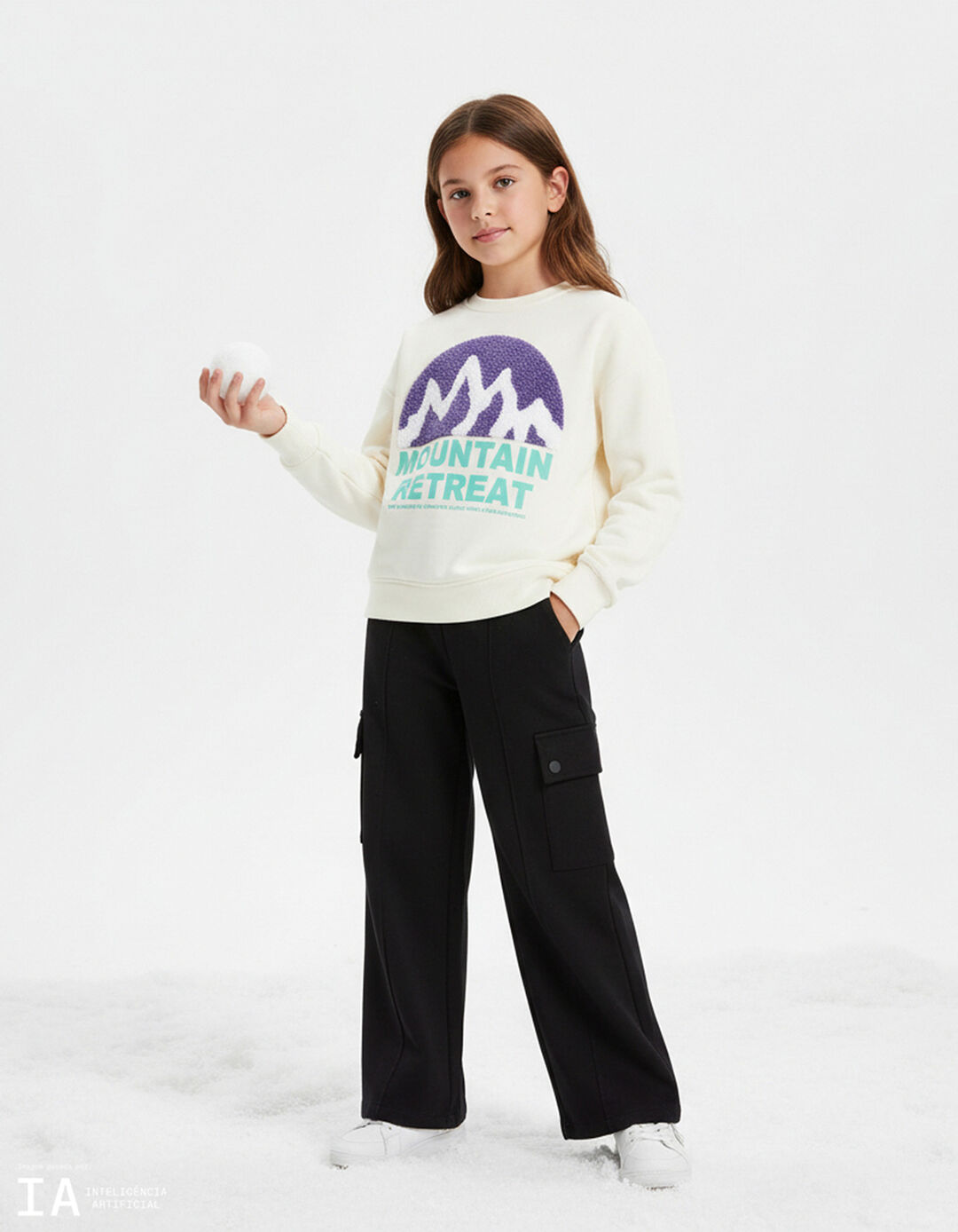 Calças Cargo, Menina, Preto