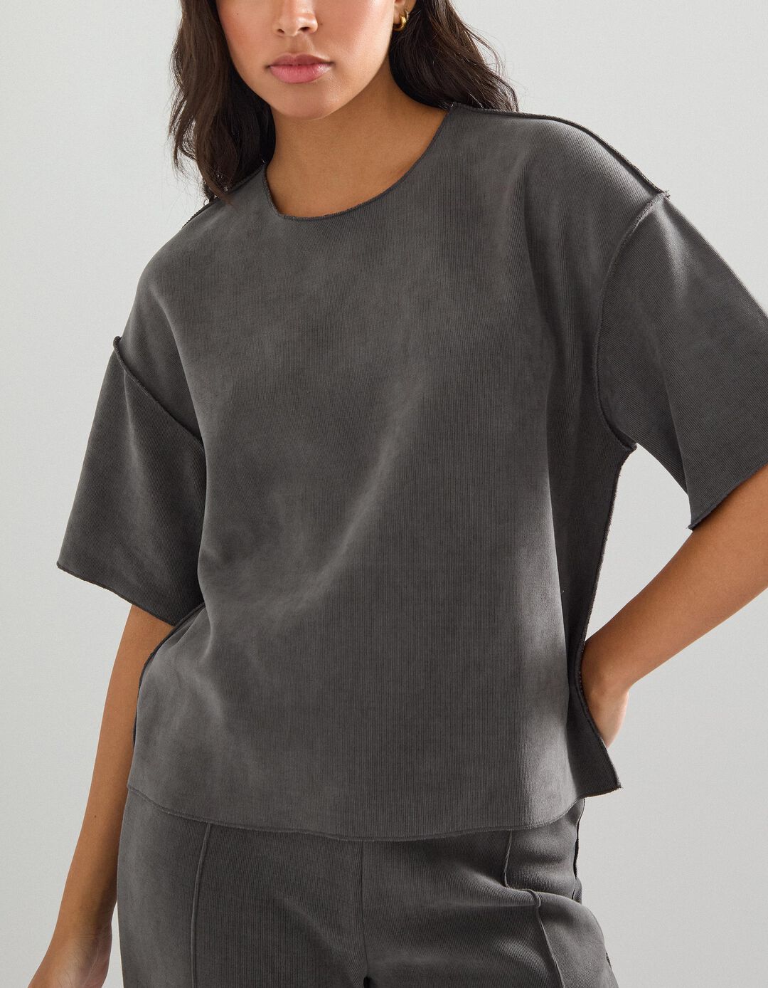 T-shirt, Mulher, Cinzento Escuro