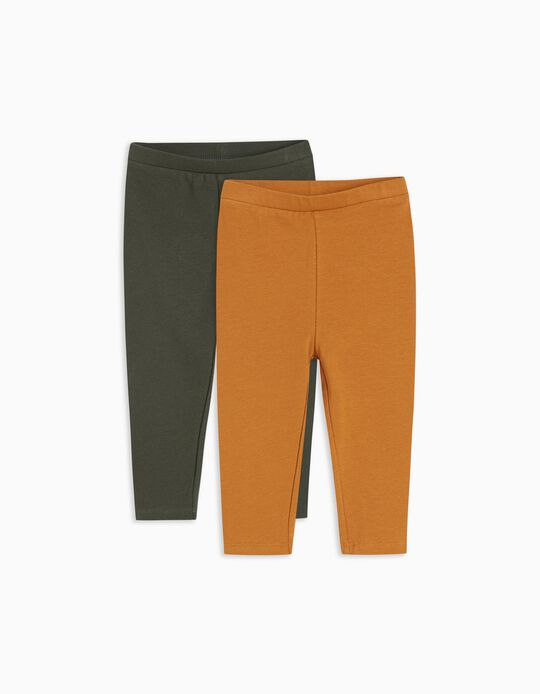 Comprar Online 2 Leggings Pack, Baby Girls, Dark Green/Dark Yellow