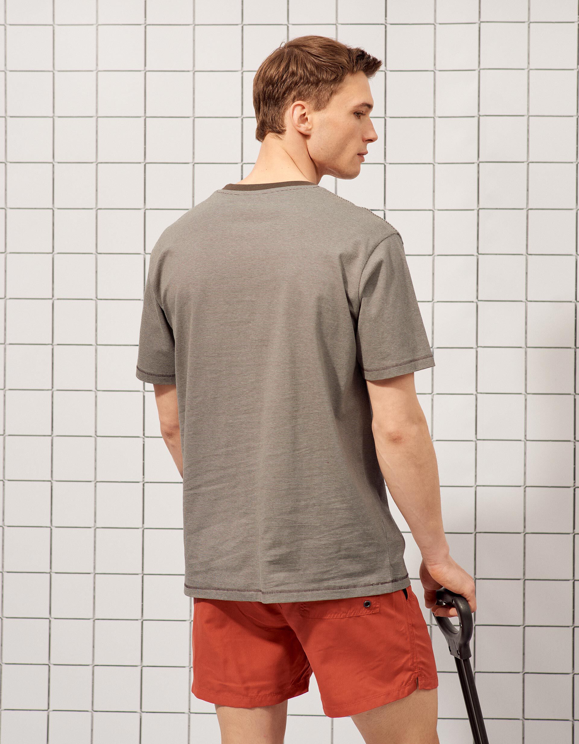 Comprar Online T-shirt Riscas, Homem, Castanho