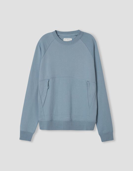 Sweatshirt with Pockets, Light Blue