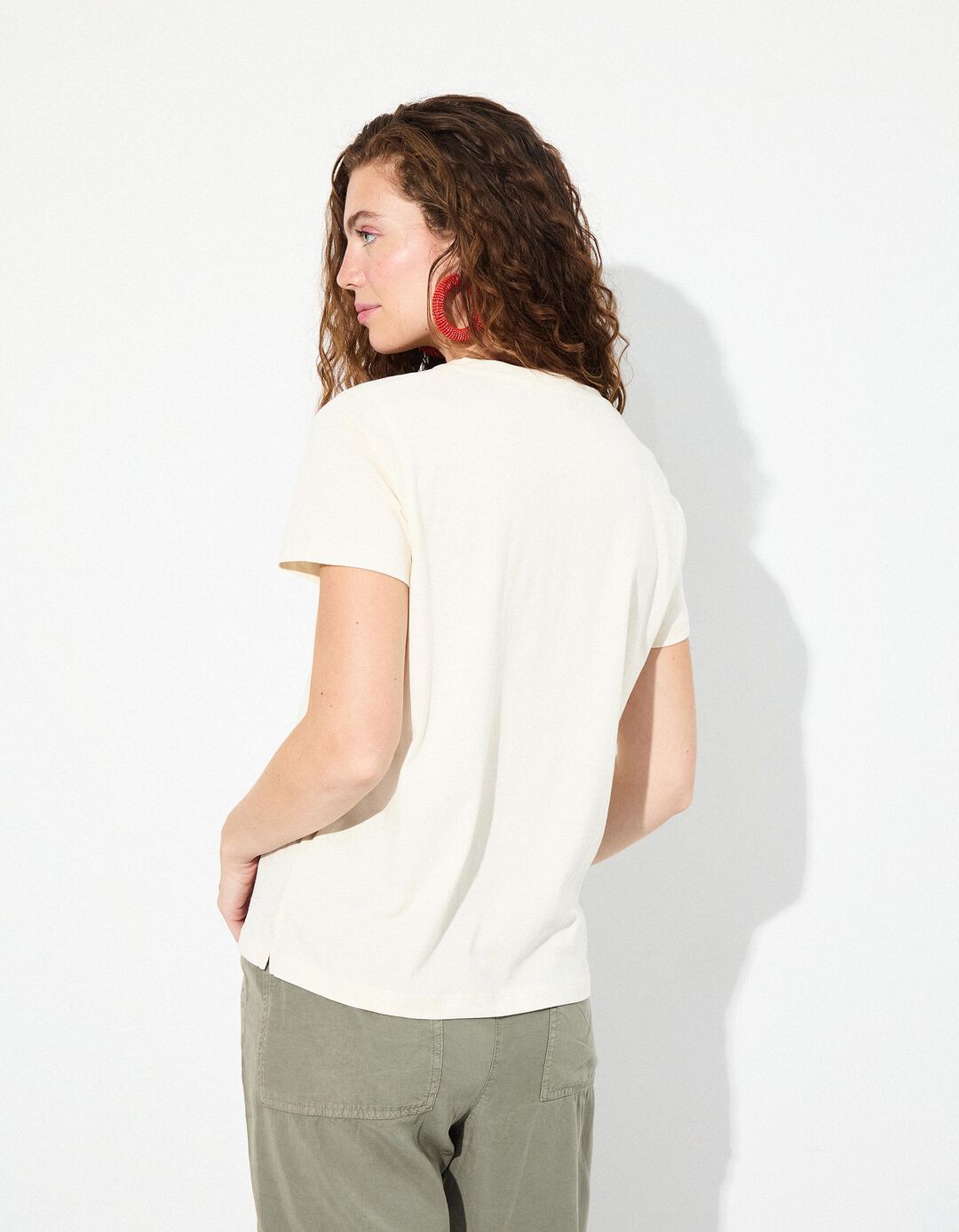T-shirt Print, Mulher, Bege Claro