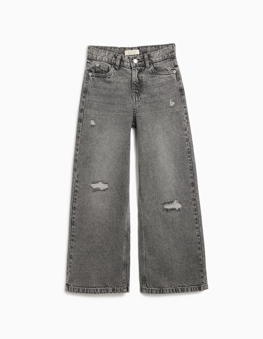 Comprar Online Calças de Ganga Wide Leg, Menina, Cinzento