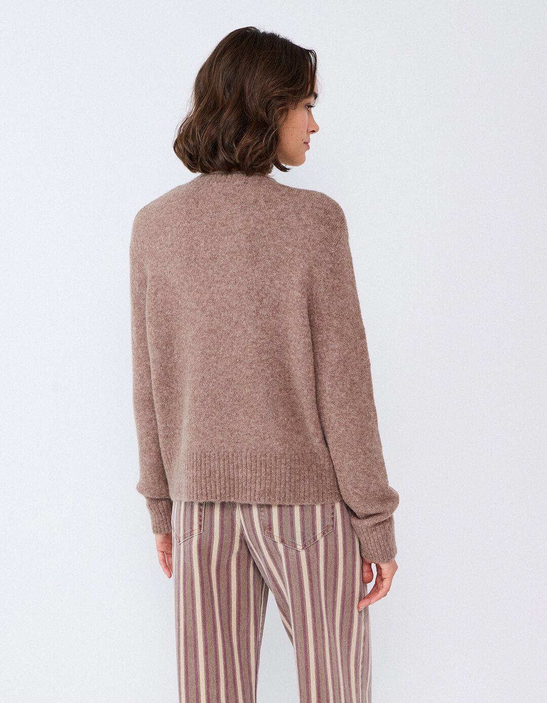Camisola Em Mistura De L&atilde; E Alpaca, Mulher, Bege Escuro