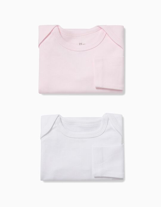 Pack 2 Bodies Manga Comprida Branco e Rosa