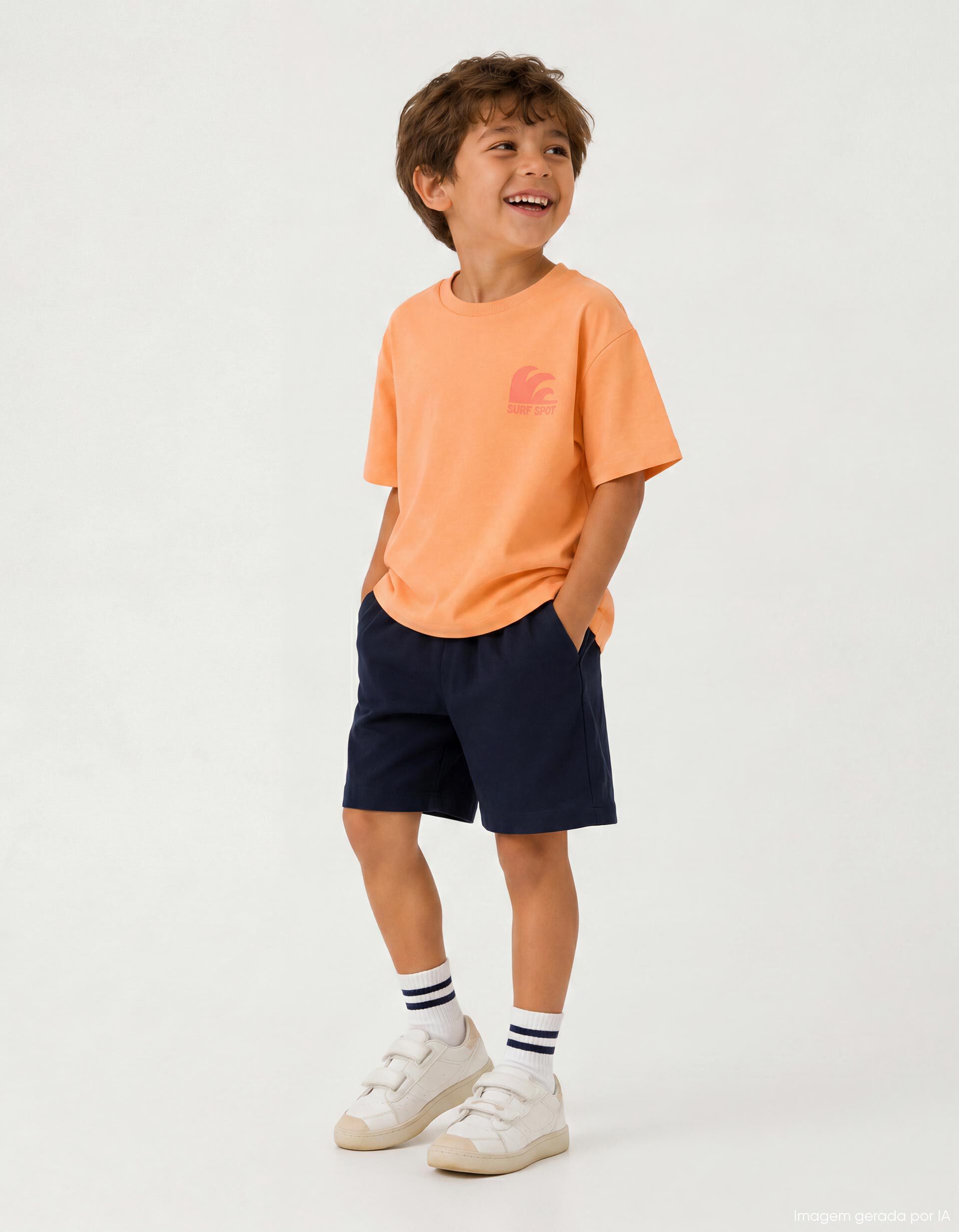 Comprar Online Conjunto T-shirt e Cal&ccedil;&otilde;es, Menino, Laranja Claro