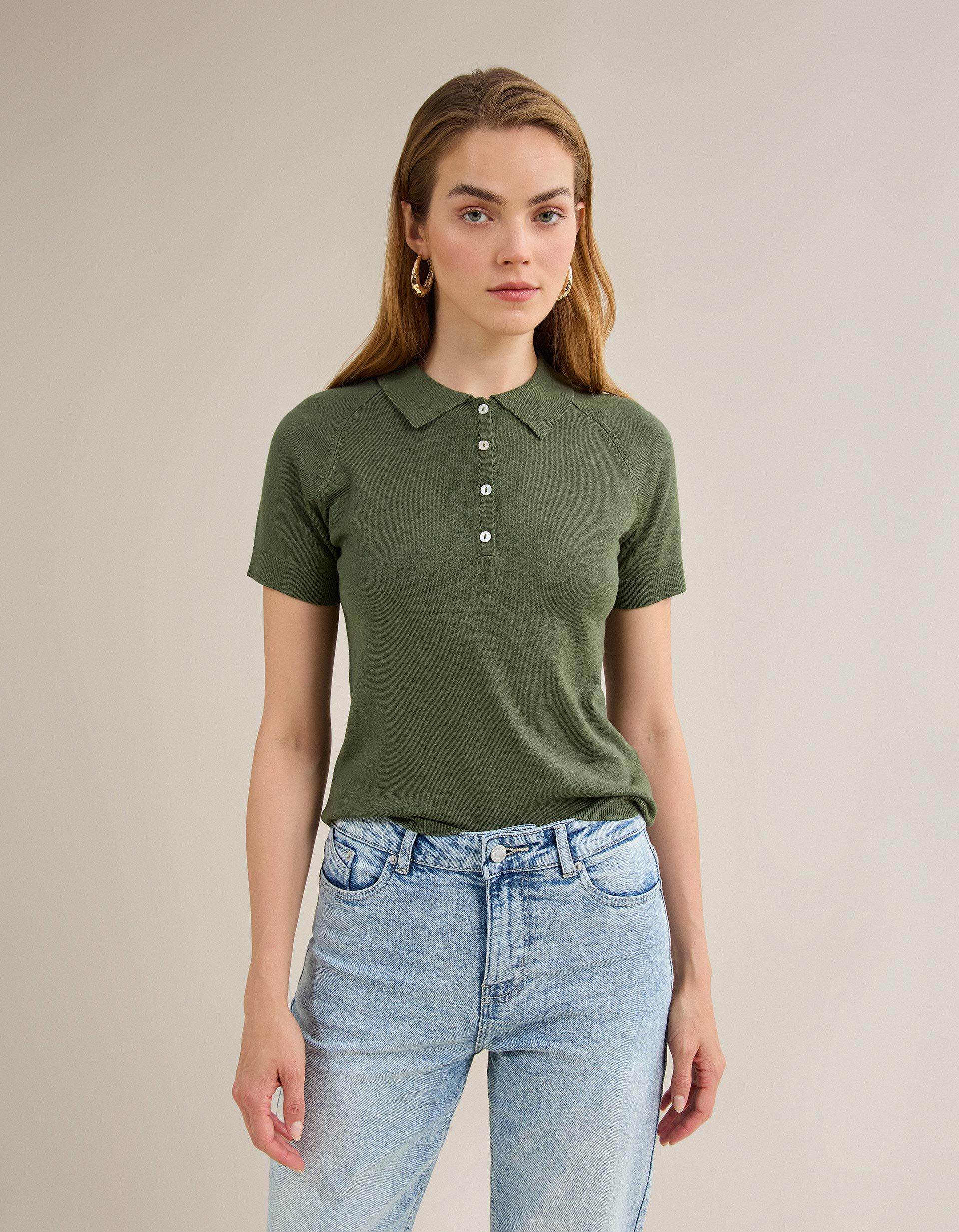 Comprar Online Polo Manga Curta, Mulher, Verde Escuro