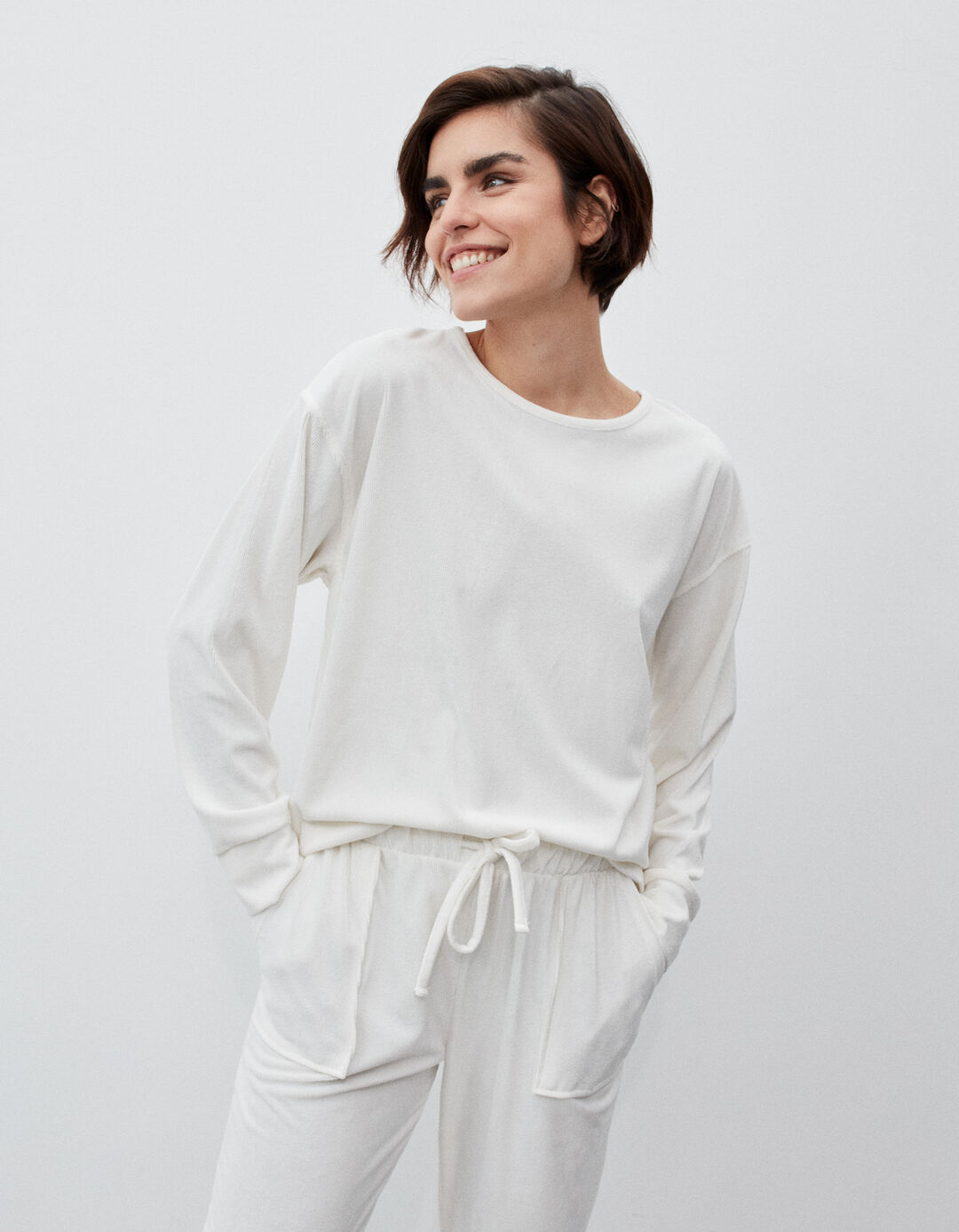 Velvet Pajamas, Woman, White