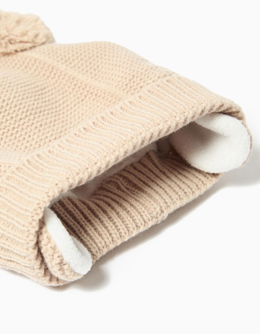 Conjunto Gorro e Luvas, Recém-Nascido, Bege