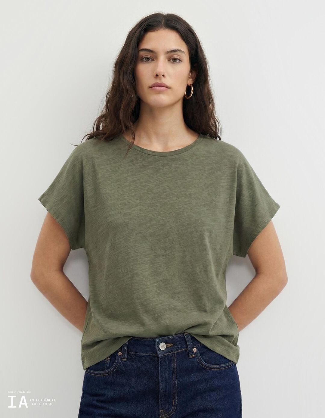 T-shirt, Mulher, Verde Escuro