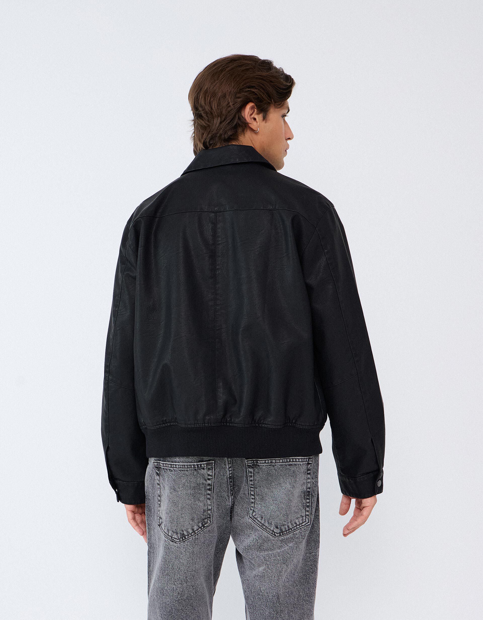 Comprar Online Casaco Bomber De Couro, Homem, Preto