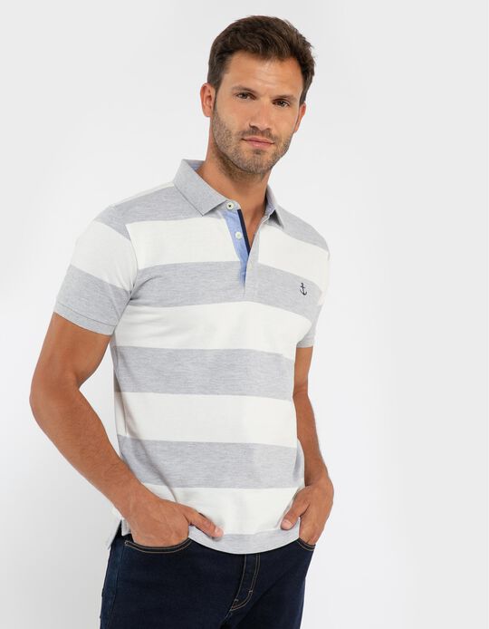 Polo de algod&atilde;o &agrave;s riscas