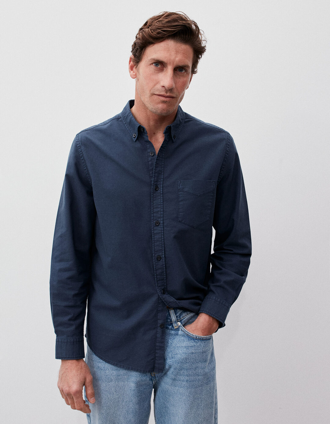 Camisa Oxford, Homem, Azul Escuro
