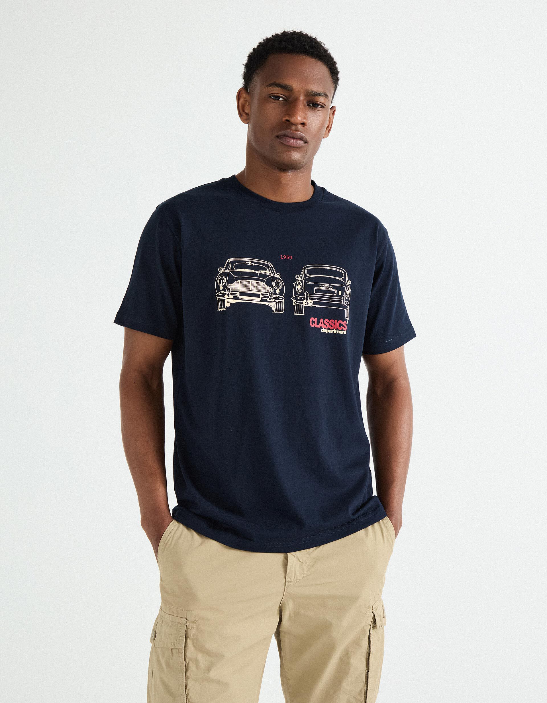 Comprar Online T-shirt Jersey Print, Homem, Azul Escuro