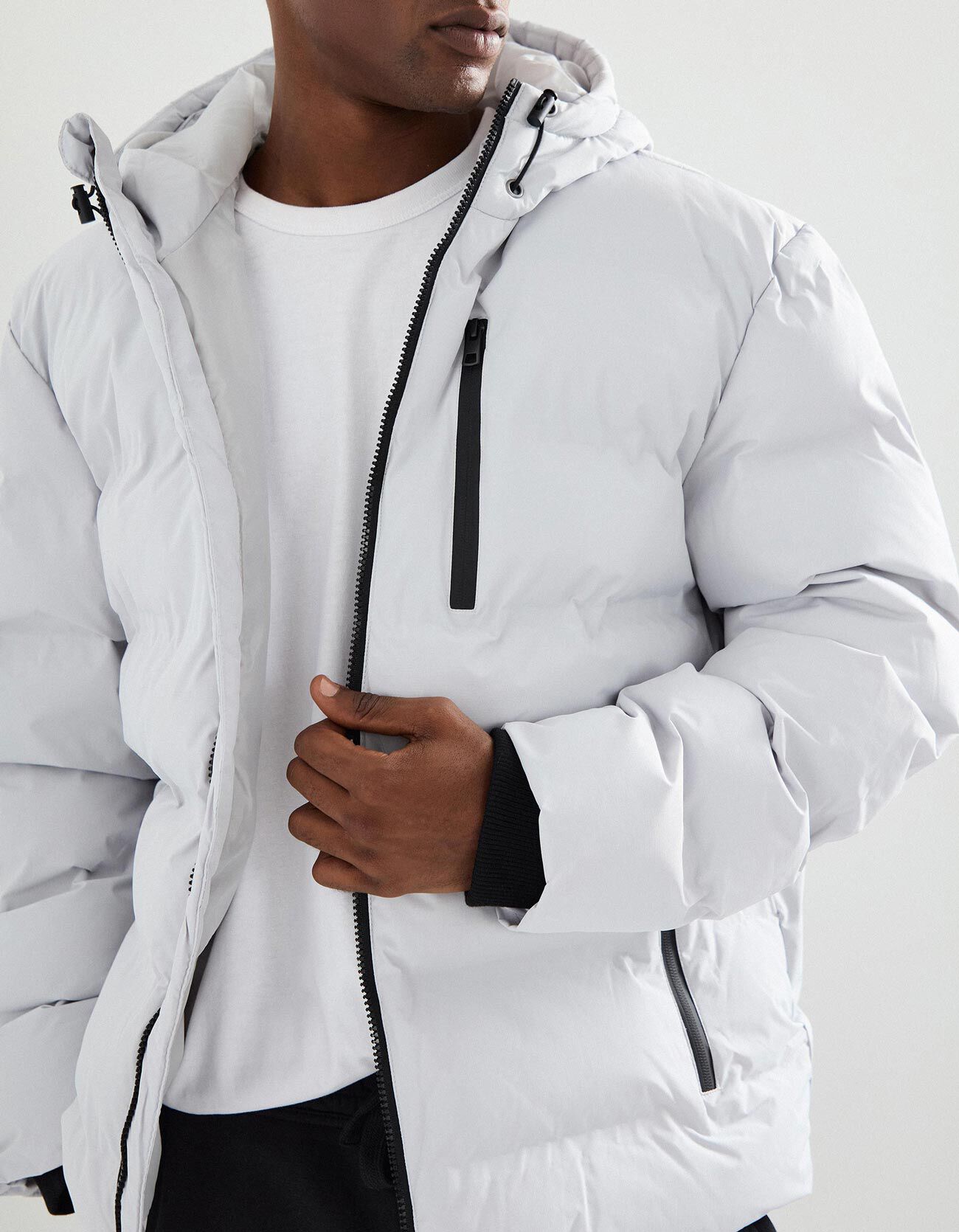 Comprar Online Casaco Acolchoado com Capuz, Homem, Cinzento