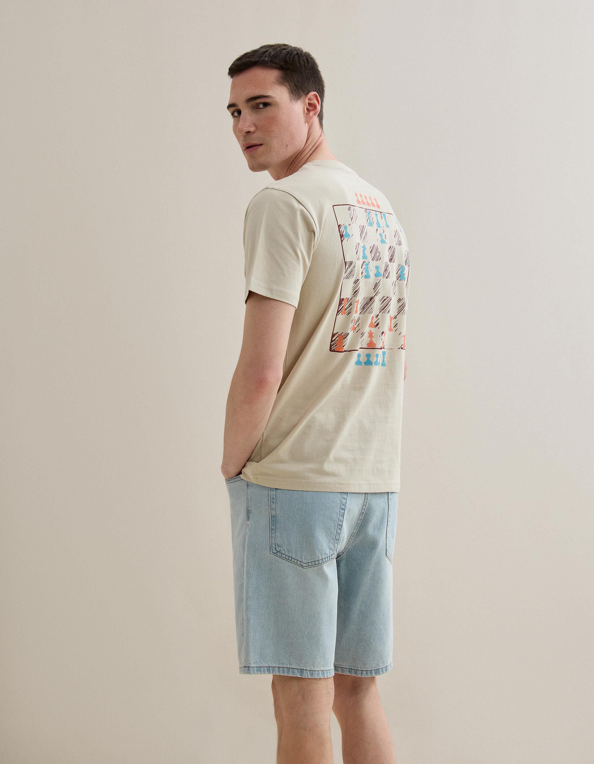 Comprar Online T-shirt Jersey Estampado, Homem, Bege