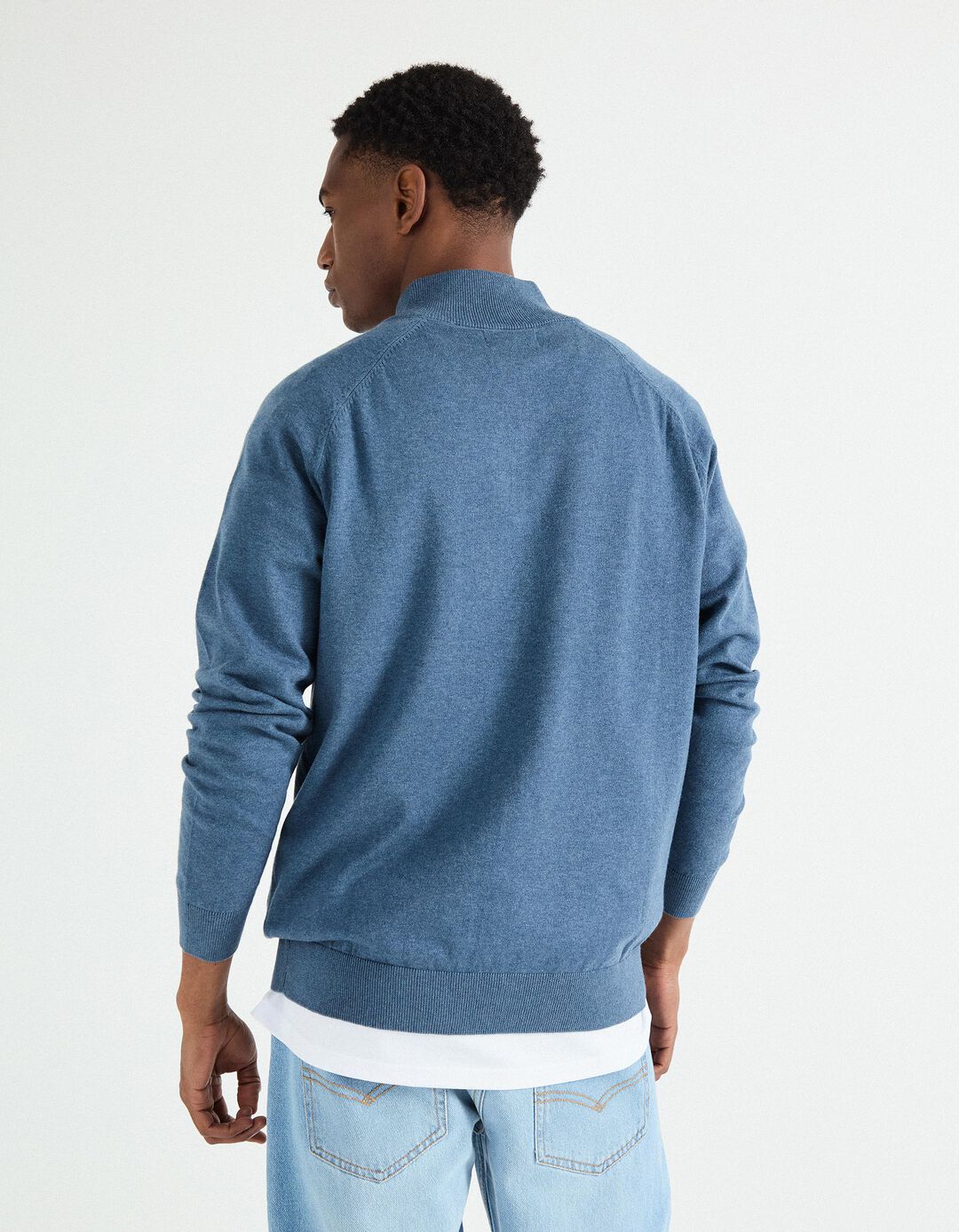 Camisola de Malha Fecho de Correr, Homem, Azul 
