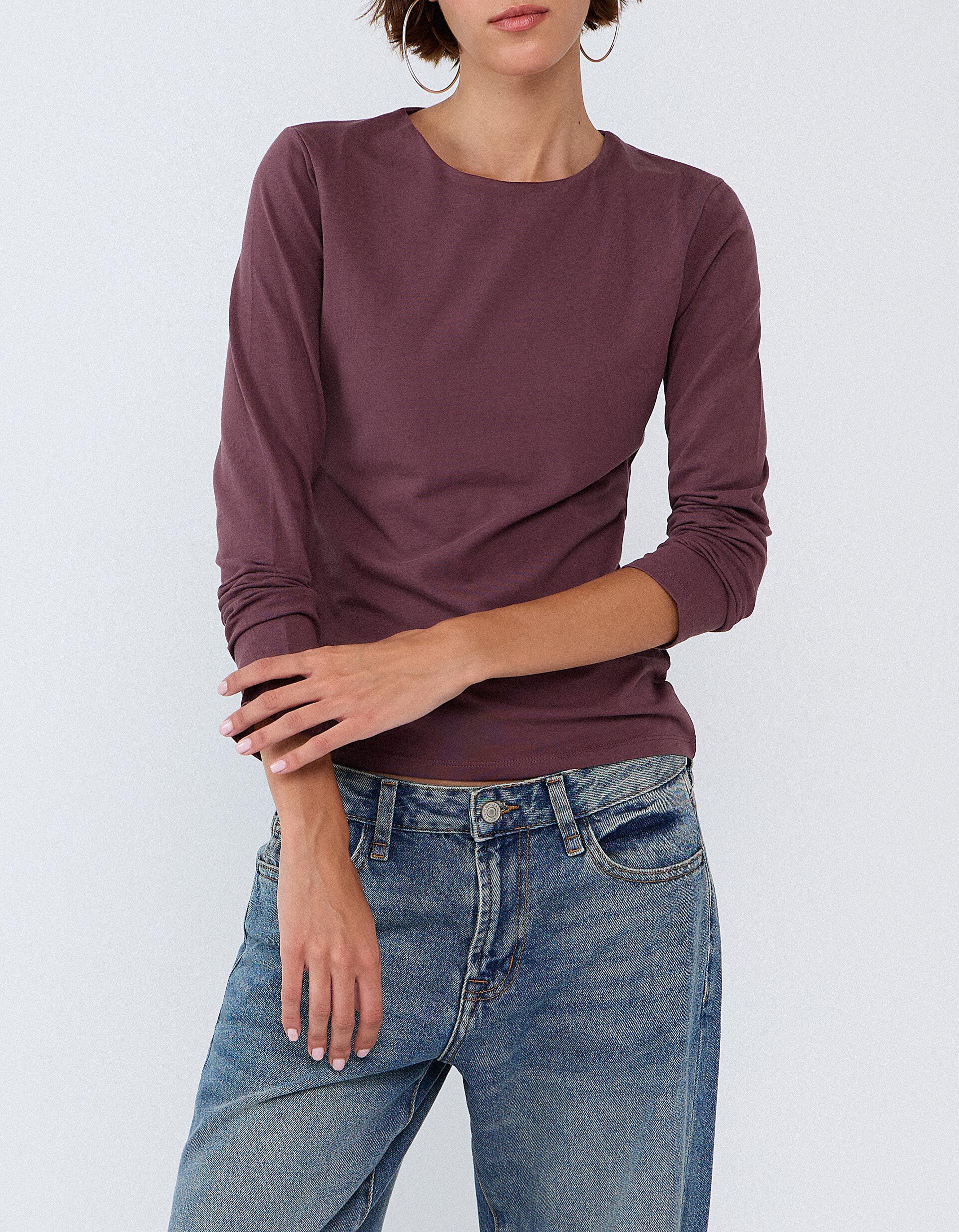 Comprar Online Camisola De Manga Comprida, Mulher, Vermelho Escuro