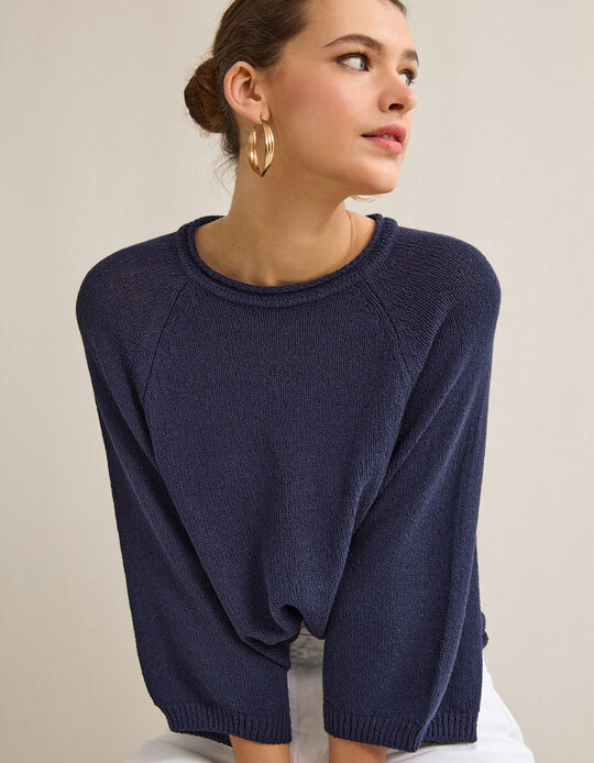 Comprar Online Camisola de Malha, Mulher, Azul Escuro