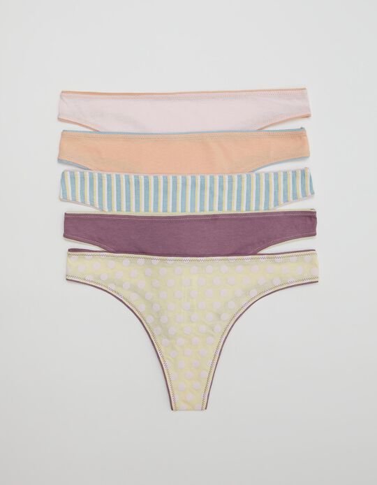 5 Pairs of Thongs, Women, Multicoloured