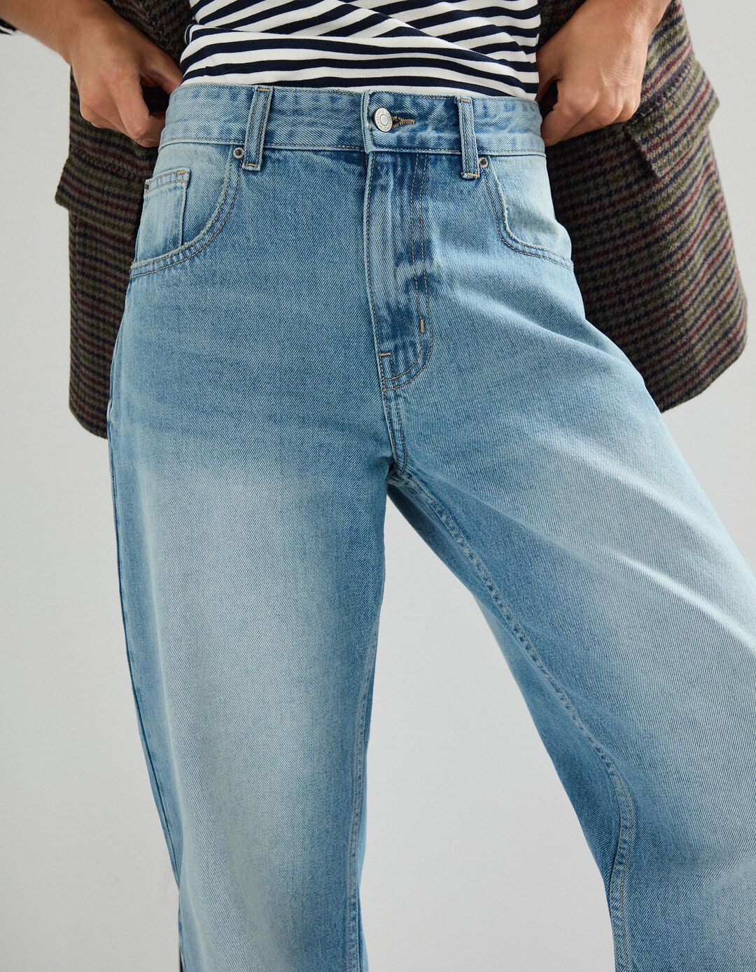 Calças de Ganga 'Relaxed Fit', Mulher, Azul 
