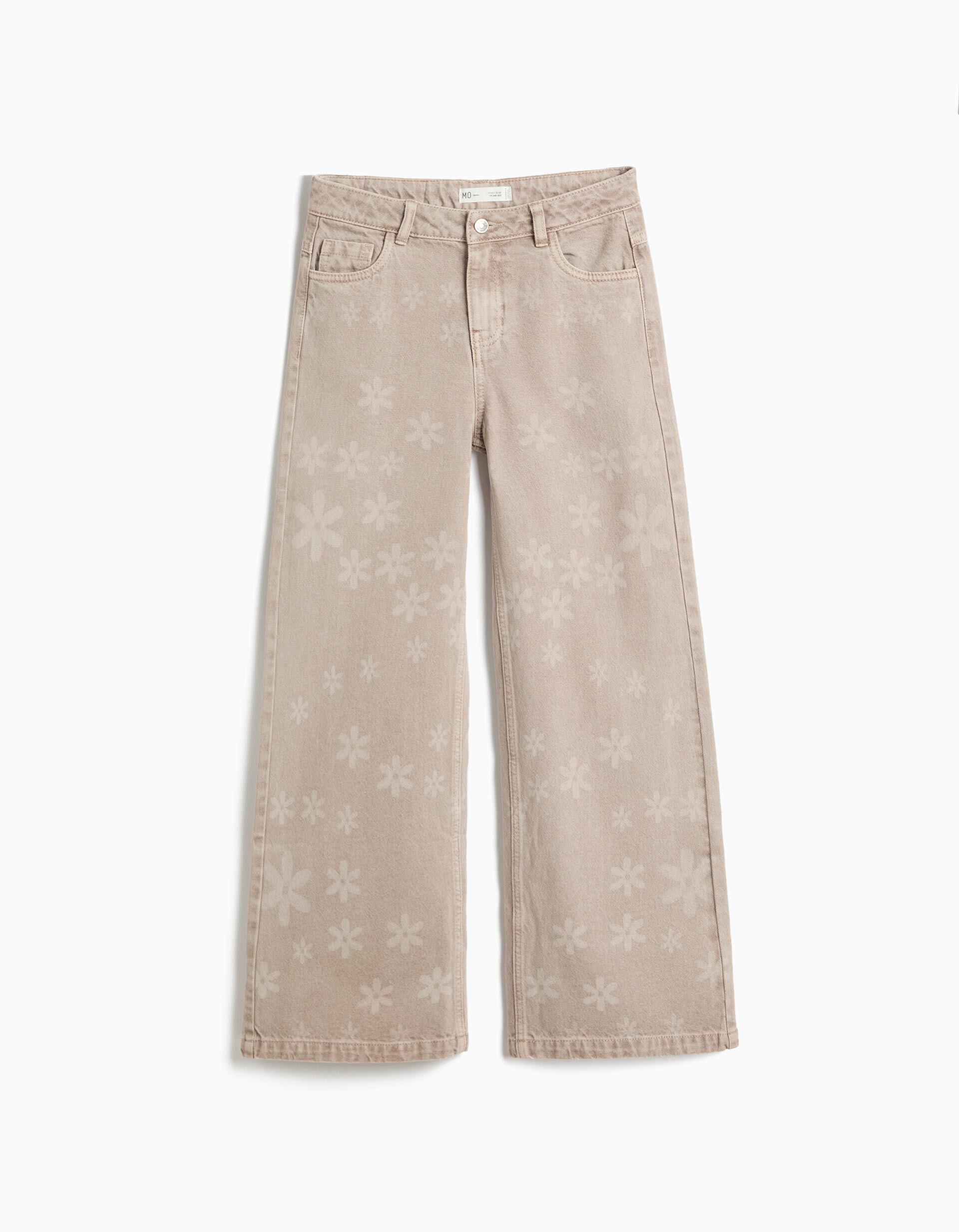 Comprar Online Cal&ccedil;as De Ganga Wide Leg &Agrave;s Flores, Menina, Bege